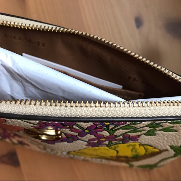 🌸 Coach Small Wristlet With Floral Print Polished pebble leather - Picture 10 of 12